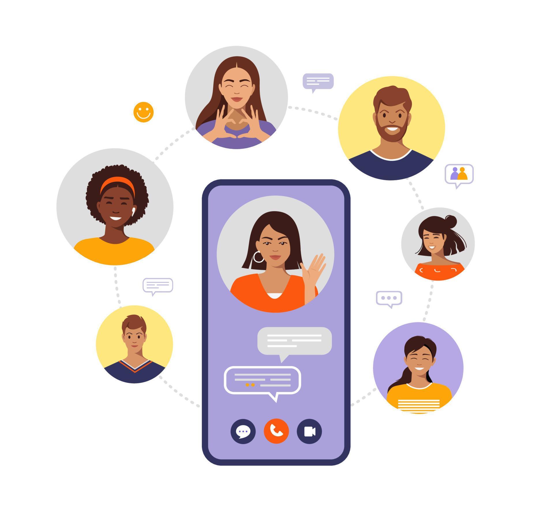 group video call video conference concept vector