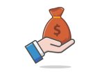 hand with money bag free vector